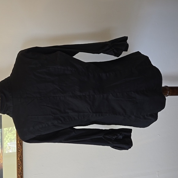 Black Button-Up Shirt with Ruffle Sleeves - Picture 5 of 8